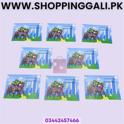 Avengers Invitation Cards - 4 Inch By 3 Inch - Invitation Cards - Avengers Theme - Blue - Boys - Pack Of 8