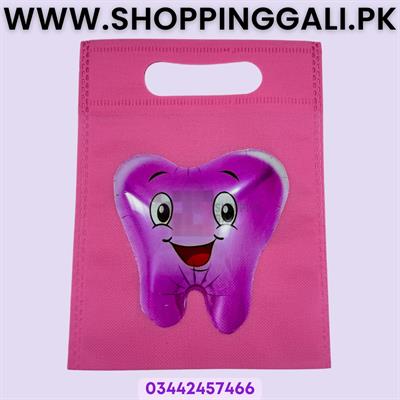 First Teeth Goody Bags - 8 x 6 Inch - Gift Bags - First Teeth Theme - Pink - Unisex - Pack Of 10