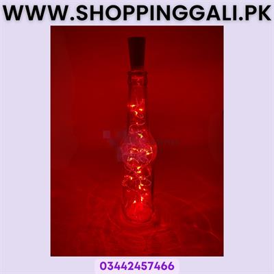 Red Fairy Lights in Glass Bottle with Cork Stopper - Home Decor