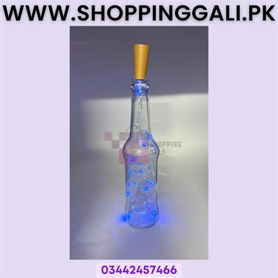 Blue Fairy Lights in Glass Bottle with Cork Stopper - Home Decor