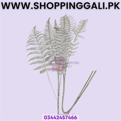 Silver Glitter Artificial Fern Stems Leaf Sticks - 2 Pcs - 26 Inch Height
