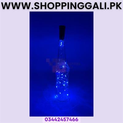 Blue Fairy Lights in Glass Bottle with Cork Stopper - Home Decor