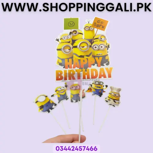  Minions Cake Toppers Set - Cake Toppers - Yellow - Unisex - Pack Of 6