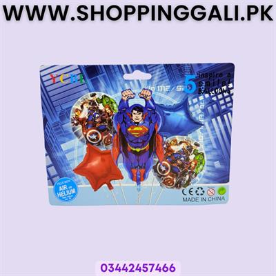 Superman Foil Balloon Set - Balloon Decoration Items - Multicolor - Boys - Pack Of 5