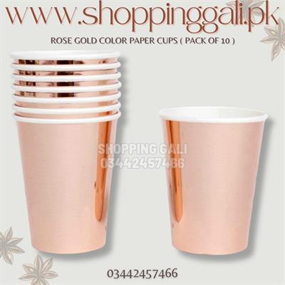 ROSE GOLD THEME PAPER CUPS ( PACK OF 10 )