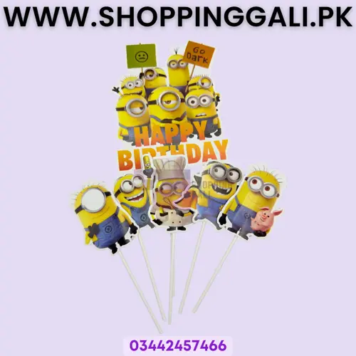  Minions Cake Toppers Set - Cake Toppers - Yellow - Unisex - Pack Of 6