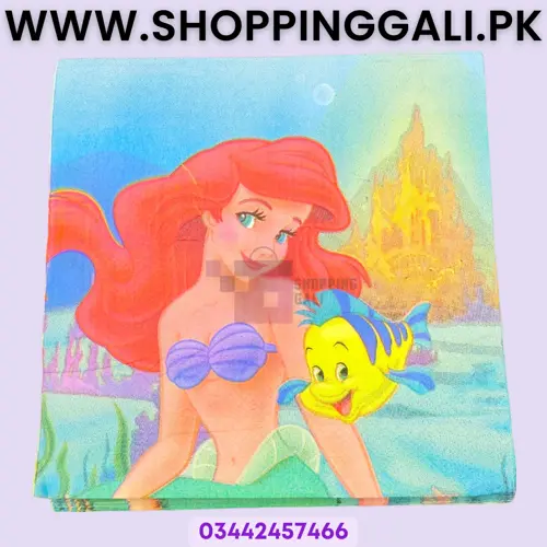 Mermaid Napkins - 6.5 inch by 6.5 inch - Tissue Paper - Multicolors - Girls - Pack Of 20