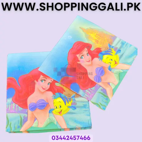 Mermaid Napkins - 6.5 inch by 6.5 inch - Tissue Paper - Multicolors - Girls - Pack Of 20