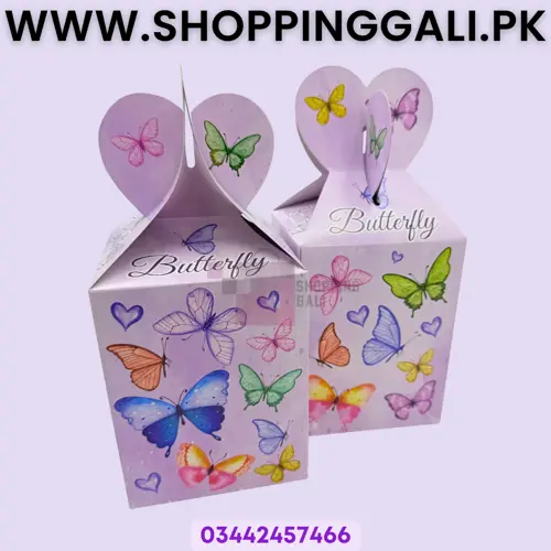 Butterfly Theme Goody Box - 7 Inch Height X 4 Inch Width - Party Favor Box - Multicolor - Pack Of 10