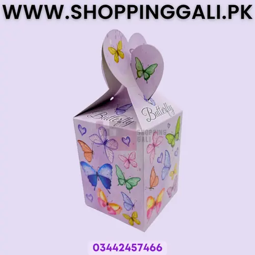 Butterfly Theme Goody Box - 7 Inch Height X 4 Inch Width - Party Favor Box - Multicolor - Pack Of 10