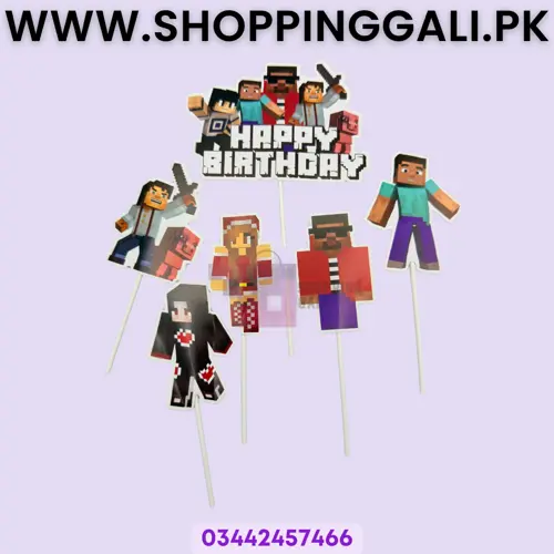  Minecraft Cake Toppers Set - Cake Topper - Multicolor - Unisex - Pack Of 6