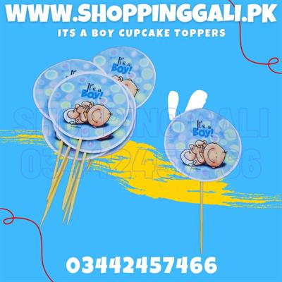 ITS A BOY CUPCAKE TOPPER - PACK OF 10 CUPCAKE TOPPERS - BABY BOY CUPCAKE TOPPERS