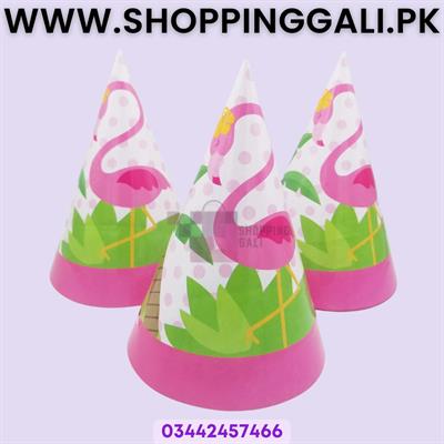 Flamingo Birthday Caps - Standard - Party Caps - Pink - Girls - Flamingo Theme - Pack Of 10