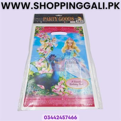 Barbie Goody Bags - 10 x 6 Inch - Gift Bags - Barbie Theme - Blue - Girls - Pack Of 10