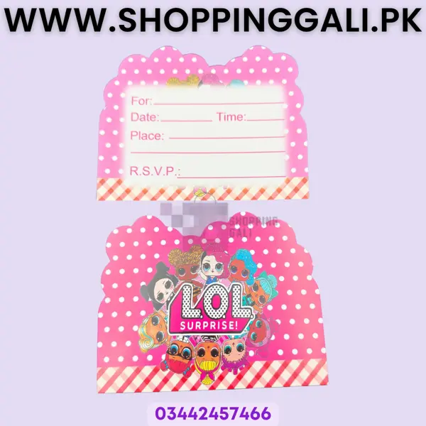 Lol Surprise Invitation Card - Pink - Girls - Pack Of 10