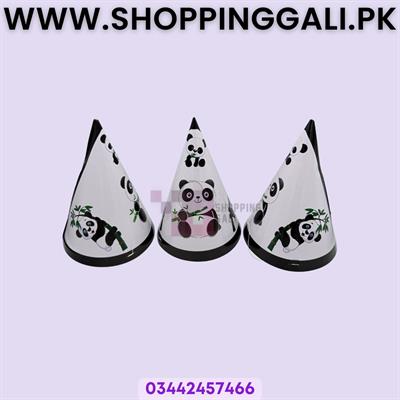Panda Birthday Caps - Standard - Party Caps - Black - Unisex - Panda Theme - Pack Of 10