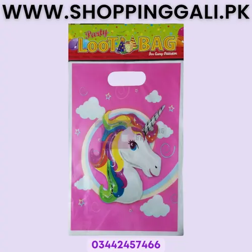Unicorn Goody Bags - 10 x 6 Inch - Gift Bags - Unicorn Theme - Pink - Girls - Pack Of 10