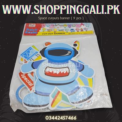 SPACE THEME CUTOUT BANNER ( 10 PCS IN PACK WITH RIBBON )