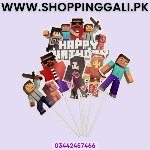  Minecraft Cake Toppers Set - Cake Topper - Multicolor - Unisex - Pack Of 6