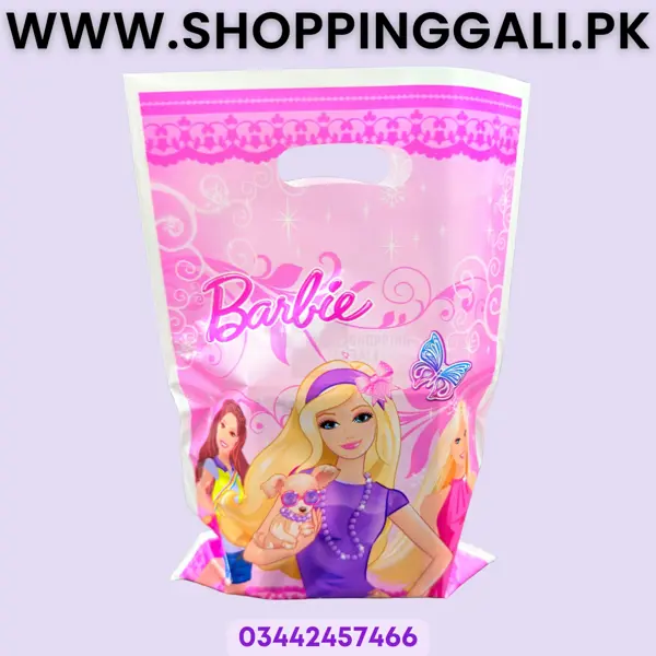Barbie Goody Bags - 10 x 6 Inch - Gift Bags - Barbie Theme - Pink - Girls - Pack Of 10
