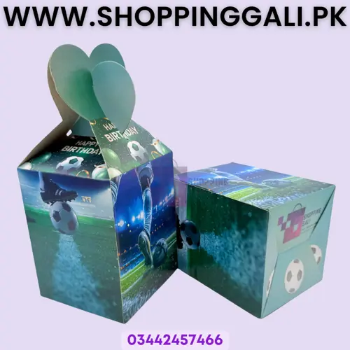 Football Goody Box - 7 Inch Height x 4 Inch Width - Gift Box - Boys Theme - Green - Boys - Pack Of 10