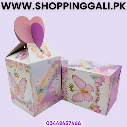 Butterfly Goody Box - 7 Inch Height x 4 Inch Width - Gift Box - Butterfly Theme - Pink - Girls - Pack Of 10