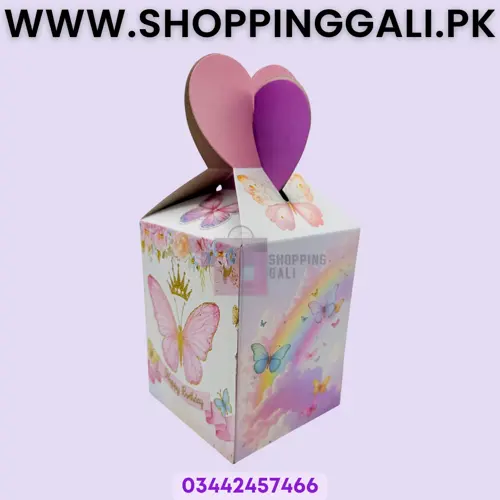 Butterfly Goody Box - 7 Inch Height x 4 Inch Width - Gift Box - Butterfly Theme - Pink - Girls - Pack Of 10