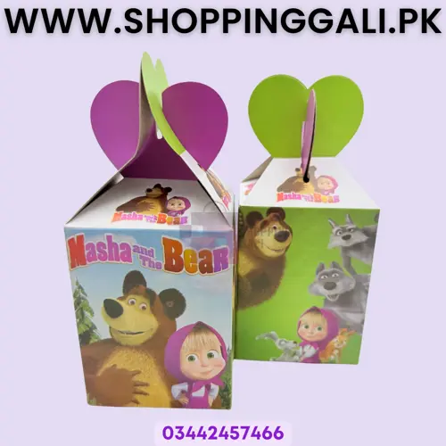 Masha And The Bear Goody Box - 7 Inch Height x 4 Inch Width - Gift Box - Masha And The Bear Theme - Multicolors - Girls - Pack Of 10