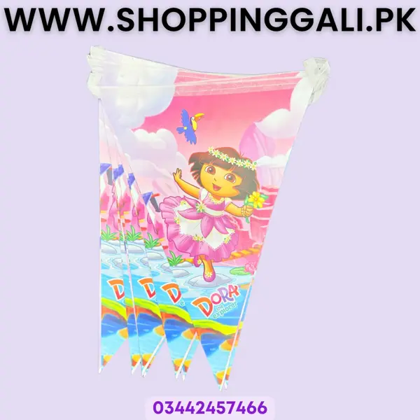 Dora Flag Banner - 11 Inch Height - Flag Banner - Pink - Girls - Pack Of 10 Buntings