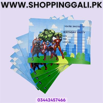 Avengers Invitation Cards - 4 Inch By 3 Inch - Invitation Cards - Avengers Theme - Blue - Boys - Pack Of 8