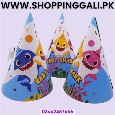 Baby Shark Birthday Caps - Standard - Party Caps - Blue - Girls - Baby Shark Theme - Pack Of 10