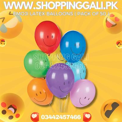 EMOJI LATEX BALLOONS IN MULTICOLORS ( PACK OF 50 EMOJI BALLOONS )