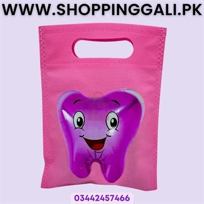 First Teeth Goody Bags - 8 x 6 Inch - Gift Bags - First Teeth Theme - Pink - Unisex - Pack Of 10