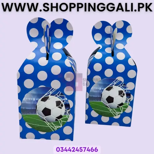 FOOTBALL THEME GOODY BOX BLUE - PACK OF 10 GOODY BOXES - FOOTBALL THEME BIRTHDAY PARTY