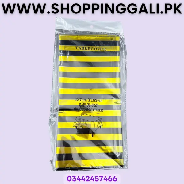 Black And Golden Line Table Cover - 54 Inch x 72 Inch - Table Cover - Black And Golden - Pack Of 1