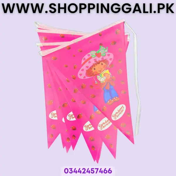 Strawberry Shortcake Flag Banner - 11 Inch Height - Flag Banner - Pink - Girls - Pack Of 10 Buntings