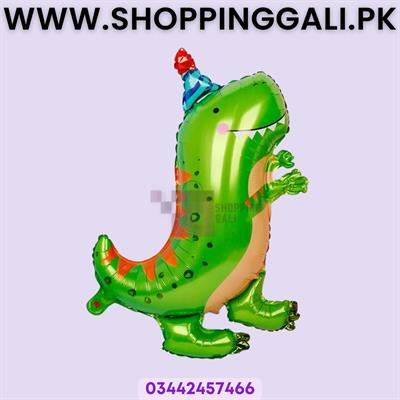 Dinosaur Foil Balloon with Party Hat - 30 x 13 Inch - Balloon Decoration Items - Green - Unisex - Pack Of 1