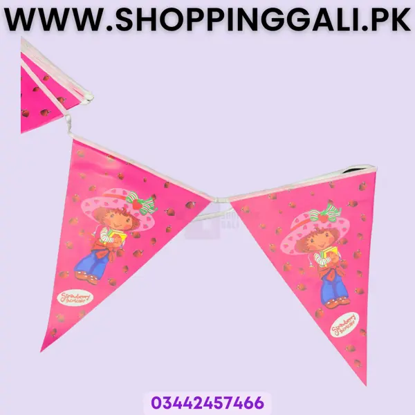Strawberry Shortcake Flag Banner - 11 Inch Height - Flag Banner - Pink - Girls - Pack Of 10 Buntings