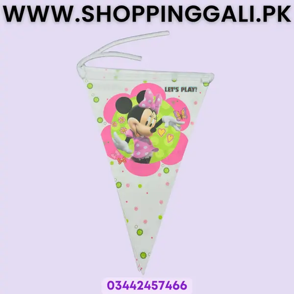 Minnie Mouse Buntings - 12 Inch Height x 60 Inch Length Buntings - White - Girl - Pack Of 10