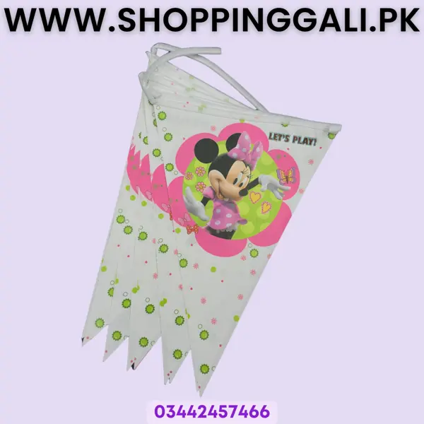 Minnie Mouse Buntings - 12 Inch Height x 60 Inch Length Buntings - White - Girl - Pack Of 10