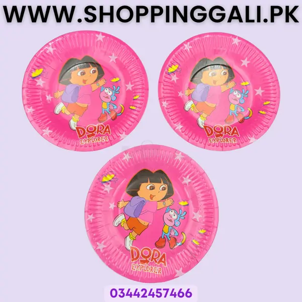 Dora The Explorer Paper Plates - Dora Theme - 7 Inch - Pink - Unisex - Pack Of 10