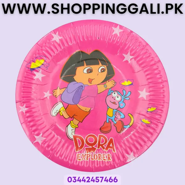 Dora The Explorer Paper Plates - Dora Theme - 7 Inch - Pink - Unisex - Pack Of 10