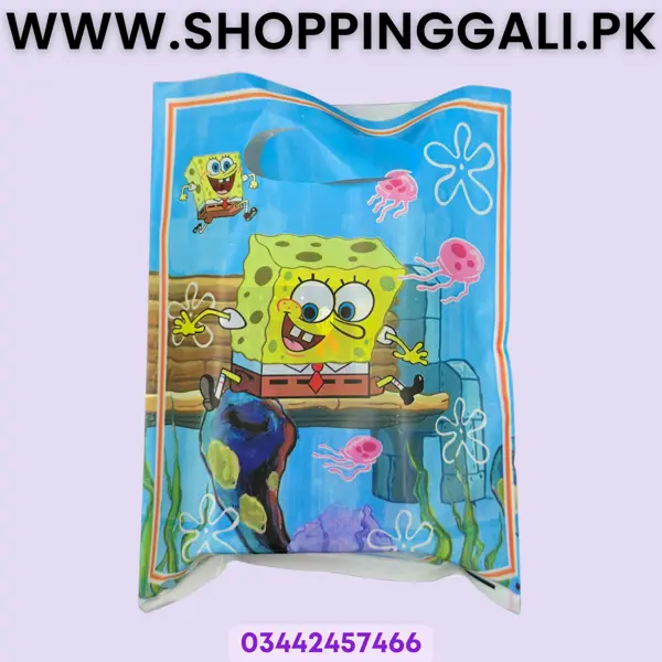 Spongebob - 10 Inch x 6.5 Inch - Goody Bags - Blue - Unisex - Pack Of 10