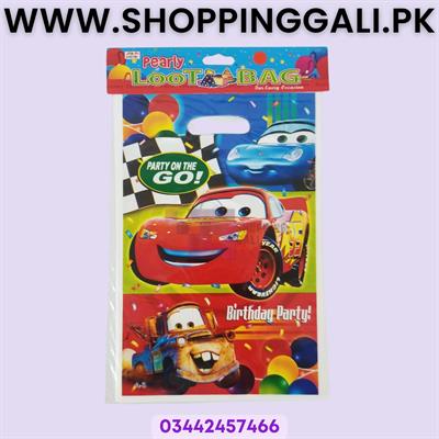 Cars Goody Bags - 10 x 6 Inch - Gift Bags - Cars Theme - Multicolors - Boys - Pack Of 10