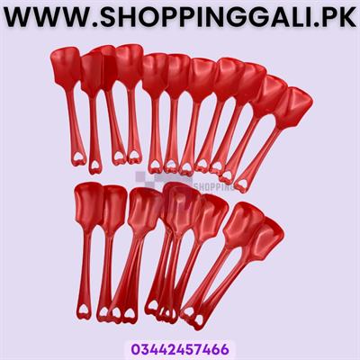 Mini Dessert Spoons - 4 Inch - Plastic Spoons - Red - Unisex - Pack Of 20