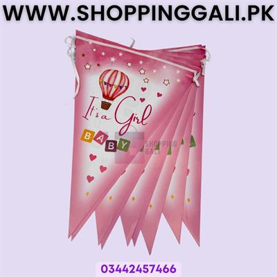 ITS A GIRL BUNTINGS - PACK OF 10 BABY GIRL FLAGS BANNER