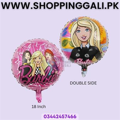 Barbie Round Foil Balloon Double-Sided Print - 18 Inch - Balloon Decoration Items - Pink - Girls - Pack Of 1