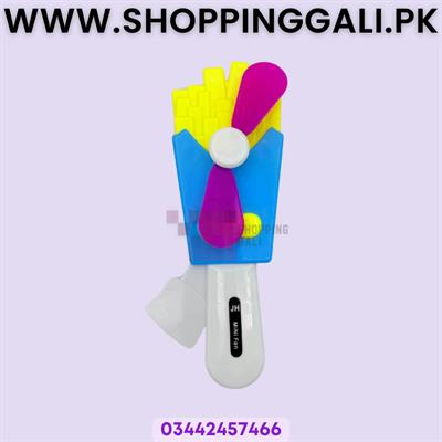 Manual Press Hand Fan Blue Fries - Mini Toy Fan - Multicolor - Unisex Kids - Pack Of 1