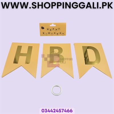 PEACH COLOR 13-CARD HAPPY BIRTHDAY BANNER WITH RIBBON