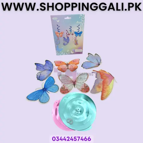  Butterfly Spiral Cutouts Streamers Set - Spirals - Multicolors - Girls - Pack Of 12